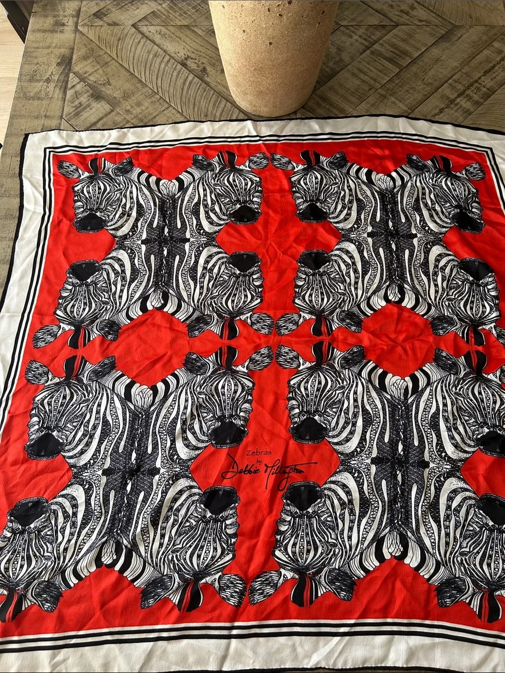Red Zebra Print Silk-Feel Scarf by